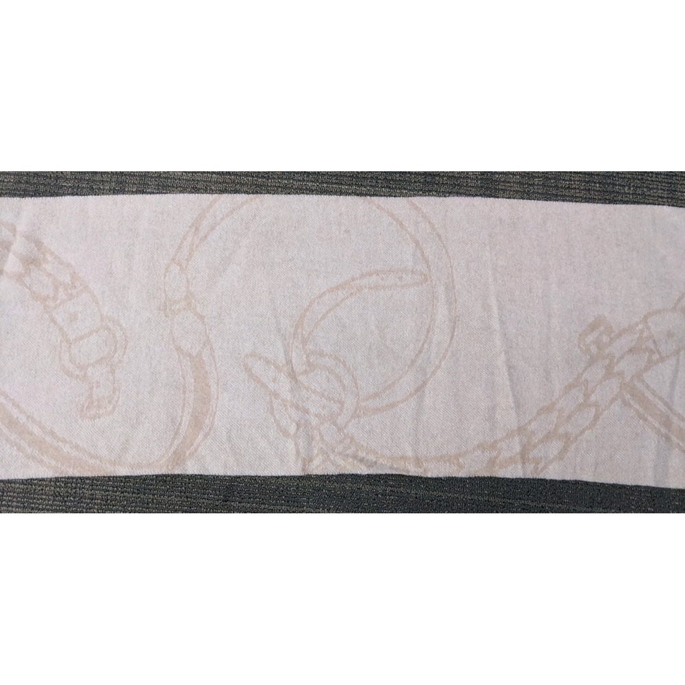 Lauren Ralph‎ Lauren Wool Scarf Equestrian Classic Horseshoe Logo Fringe Luxury - Picture 5 of 8
